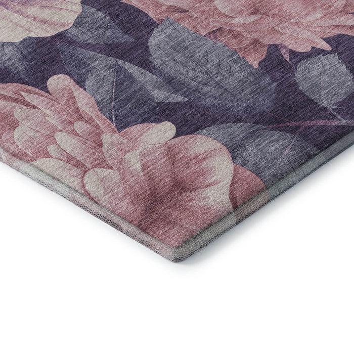 10' X 14' Floral Washable Area Rug With UV Protection (694448) - Pink / Gray / Mauve