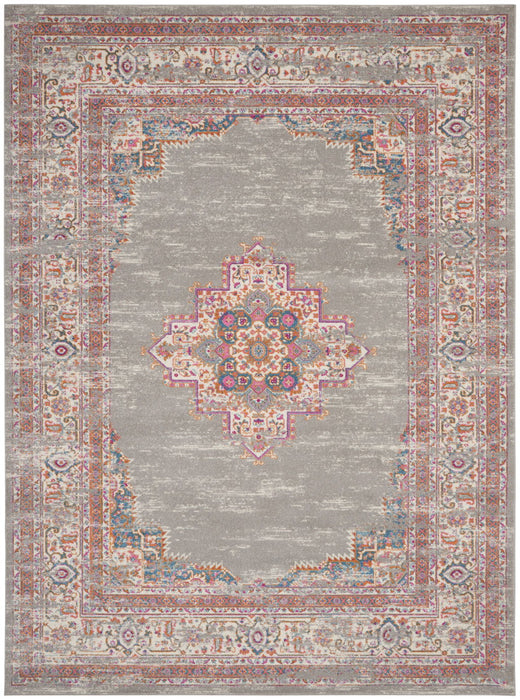 9' x 12' Floral Power Loom Area Rug - Gray