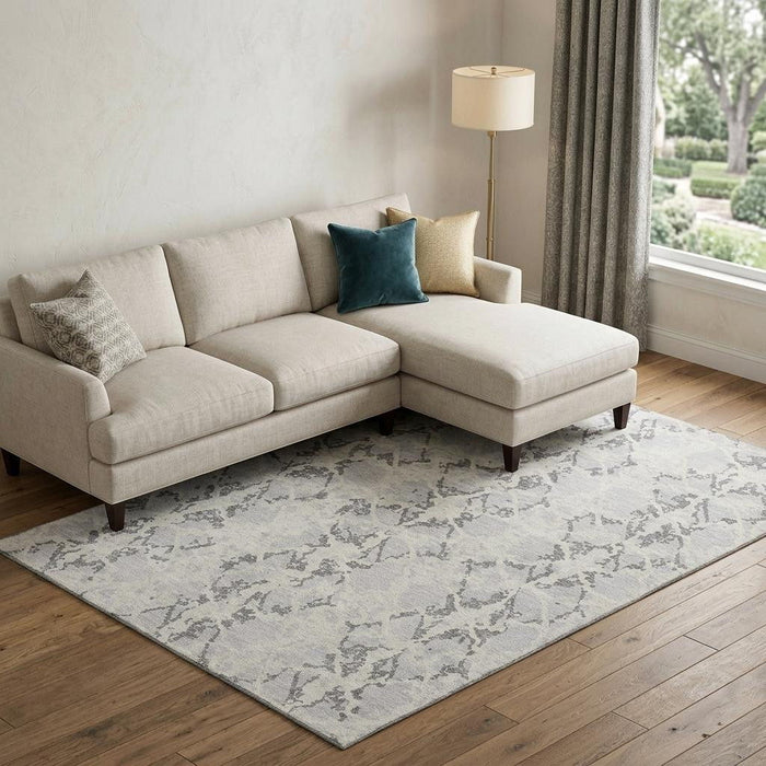 10' X 14' Abstract Washable Area Rug With UV Protection (676674) - Silver / Gray / Ivory