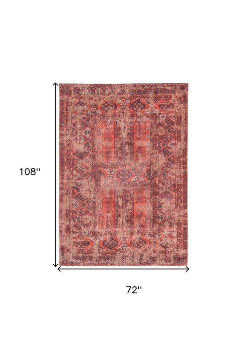 6' x 9' Oriental Non Skid Area Rug - Red