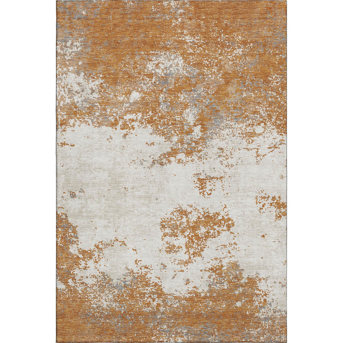 10' X 14' Abstract Washable Area Rug With UV Protection (680627) - Copper / Beige