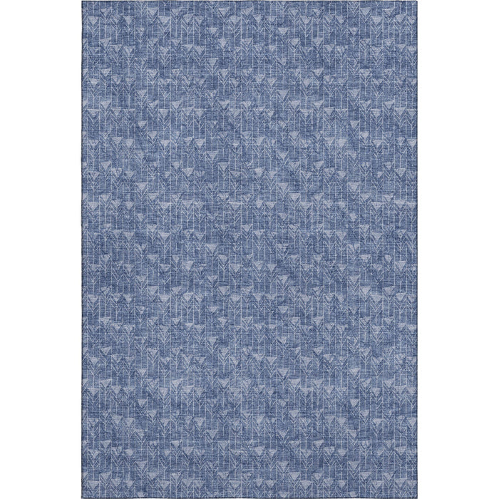 9' X 12' Geometric Washable Area Rug With UV Protection (647103) - Navy Blue / Ivory
