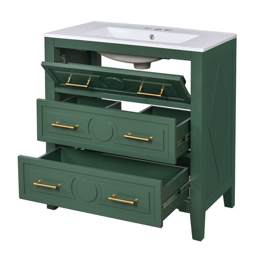 Giga retro bathroom vanity with sink, free-standing single set featuring three drawers and vintage design