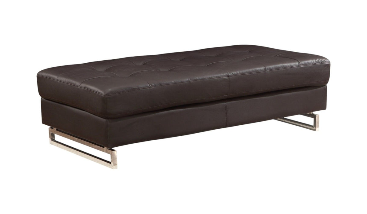 Faux Leather Ottoman - Brown / Gold