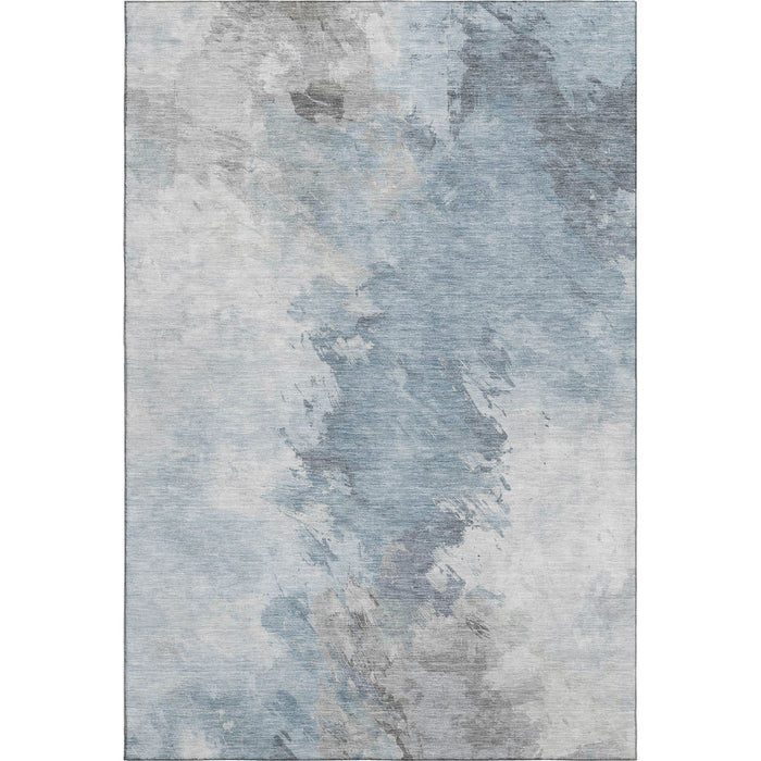 10' X 14' Abstract Washable Area Rug With UV Protection (696794) - Sky Blue / Gray / Silver