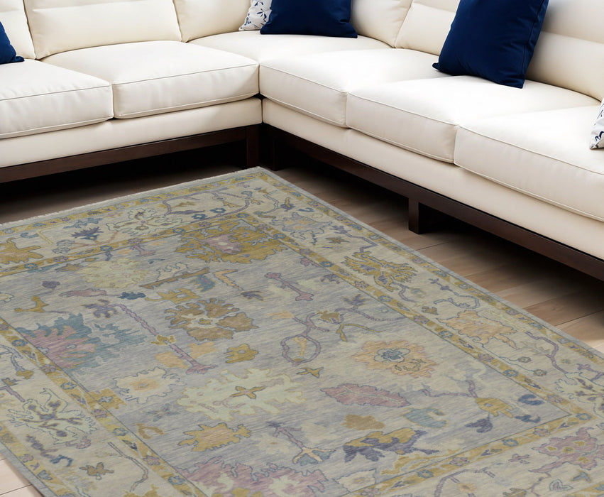 9' X 13' Wool Oriental Hand Knotted Area Rug With Fringe - Purple