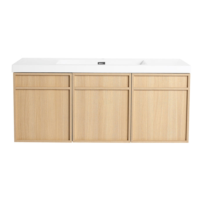 Giga wall-mounted bathroom vanity with resin sink and soft-closing doors, featuring sleek design and modern storage.