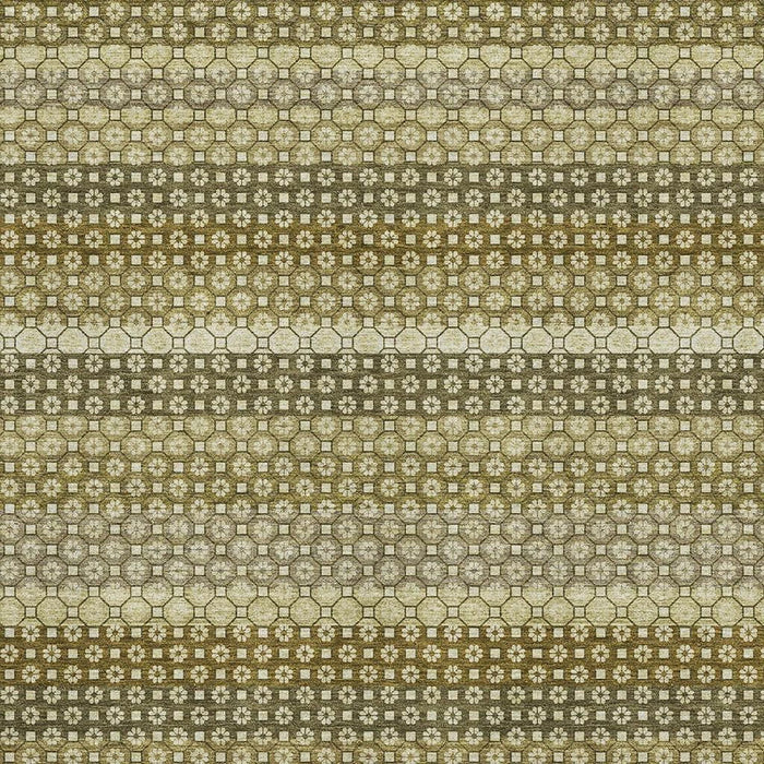 10' X 14' Striped Washable Area Rug With UV Protection (693576) - Artichoke Green / Beige / Gray