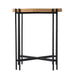 Giga round side table with wood top, black and brown finish, ideal as an end table for living room or bedroom.