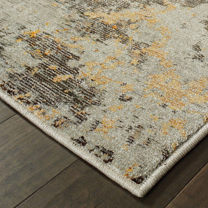 8.5' x 12.1' Abstract Power Loom Area Rug - Gray And Ivory