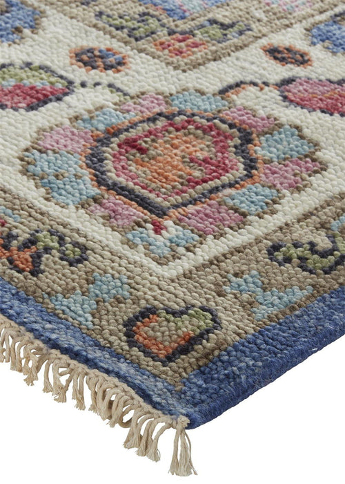 3.5' x 5.5' Wool Floral Hand Knotted Stain Resistant Area Rug - Blue And Red