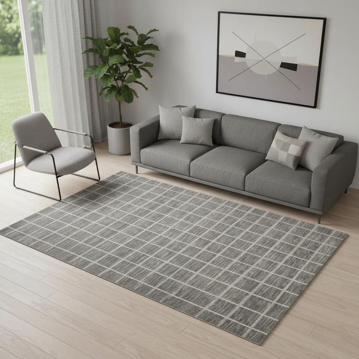 5' X 7' Geometric Area Rug (553185) - Ivory / Gray
