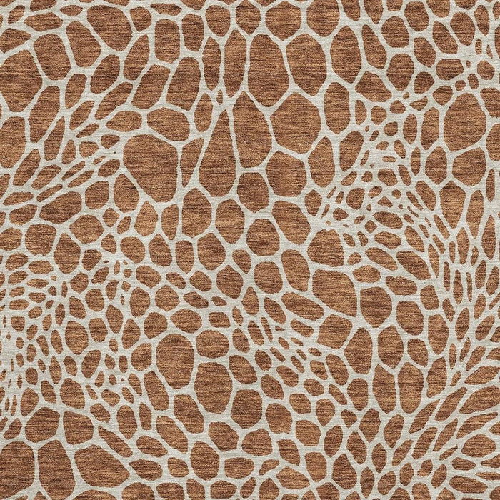10' X 14' Geometric Washable Area Rug With UV Protection (673085) - Rust / Ivory