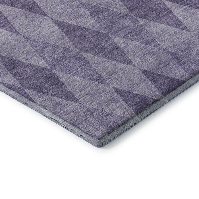 9' X 12' Geometric Washable Area Rug With UV Protection (649377) - Purple / Ivory