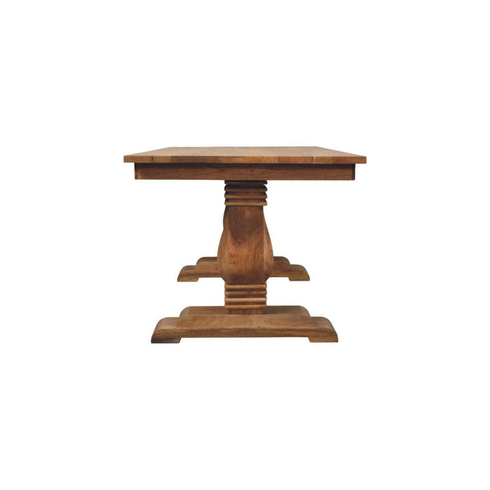 Solid Wood Double Pedestal Base Dining Table - Brown