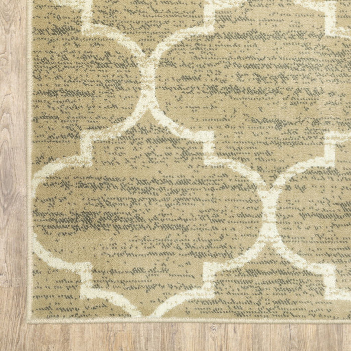 10' x 13' Geometric Power Loom Stain Resistant Area Rug - Beige And Ivory