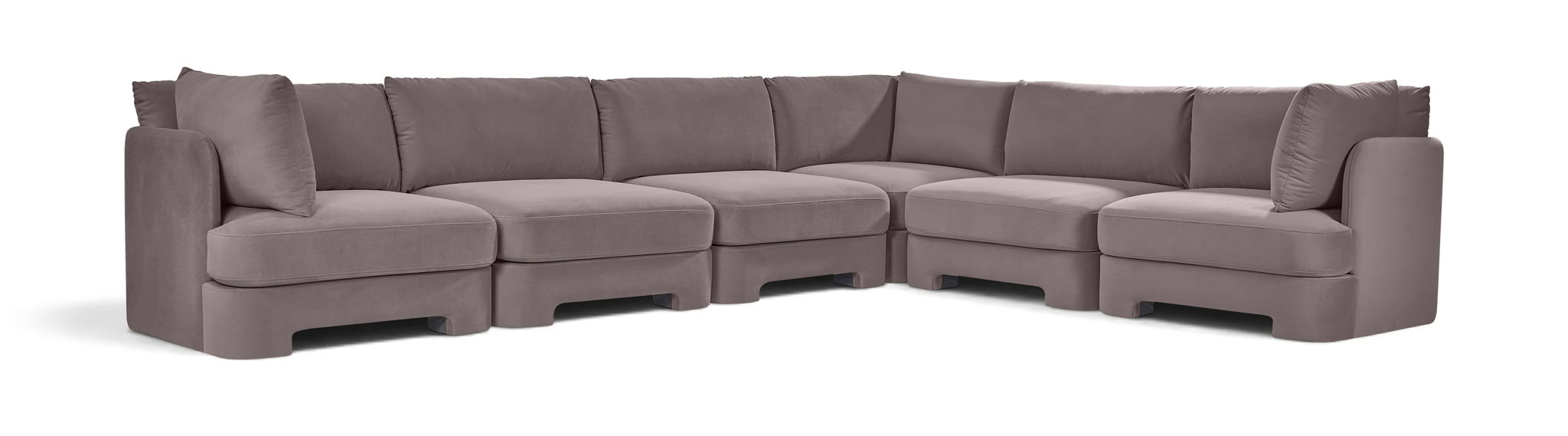 Meridian Furniture Hammond velvet performance fabric 6-piece corner sectional sofa with plush cushions and modern design.