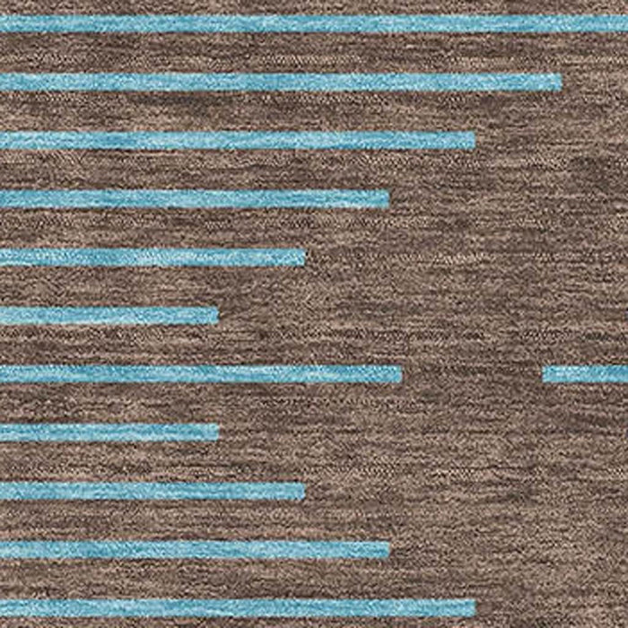 10' X 14' Geometric Washable Area Rug With UV Protection (679804) - Brown / Sky Blue