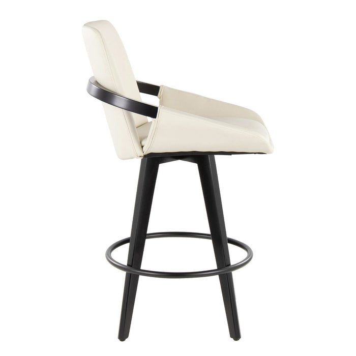 Cosmo - Fixed-Height Counter Stool (Set of 2) - Black Bamboo Base, Black Footrest