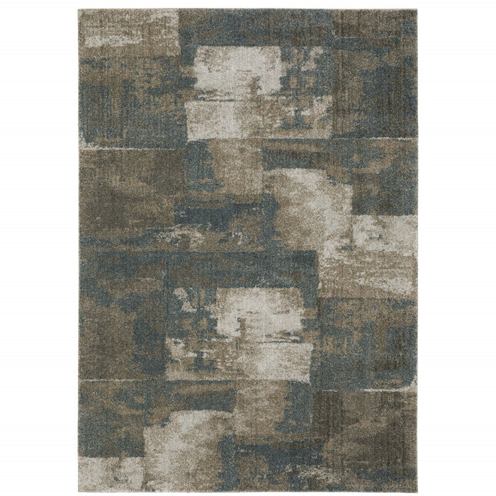 9.8' x 12.8' Geometric Power Loom Area Rug - Teal Blue