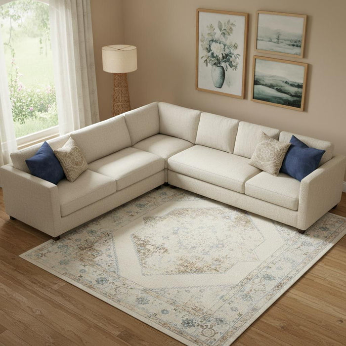 9' X 12' Geometric Area Rug (551390) - Ivory / Blue