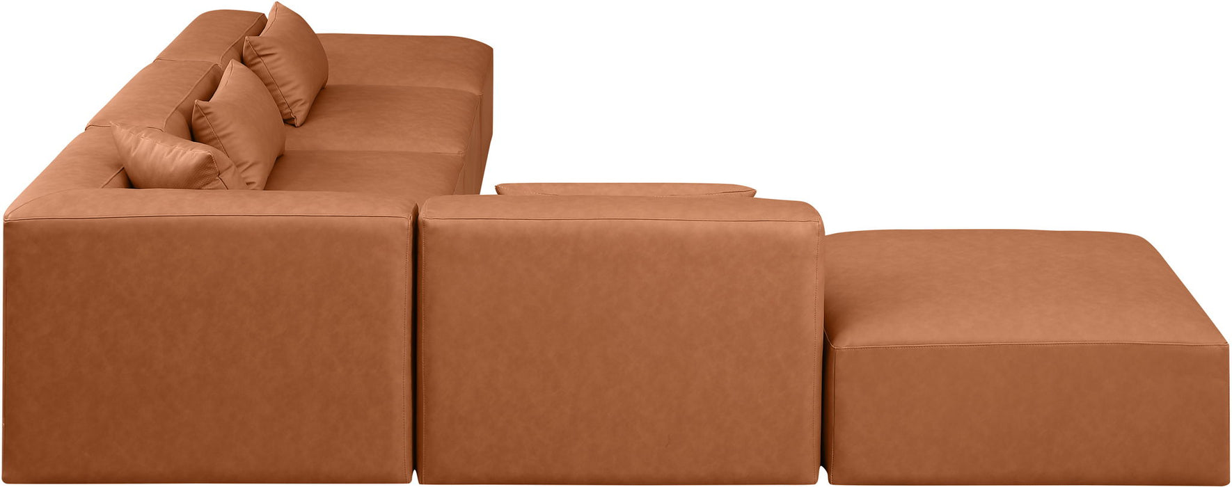 Cube - 6 Piece Modular Corner Armless Sectional - Cognac