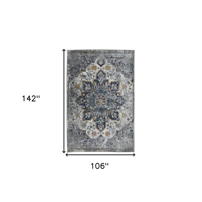 9' x 12' Medallion Power Loom Area Rug - Gray