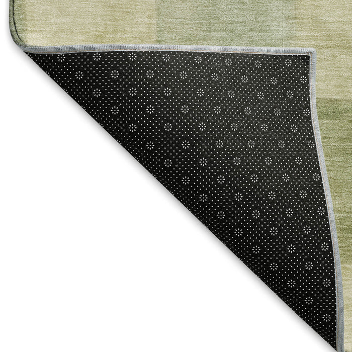 10' X 14' Geometric Washable Area Rug With UV Protection (692589) - Artichoke Green / Beige
