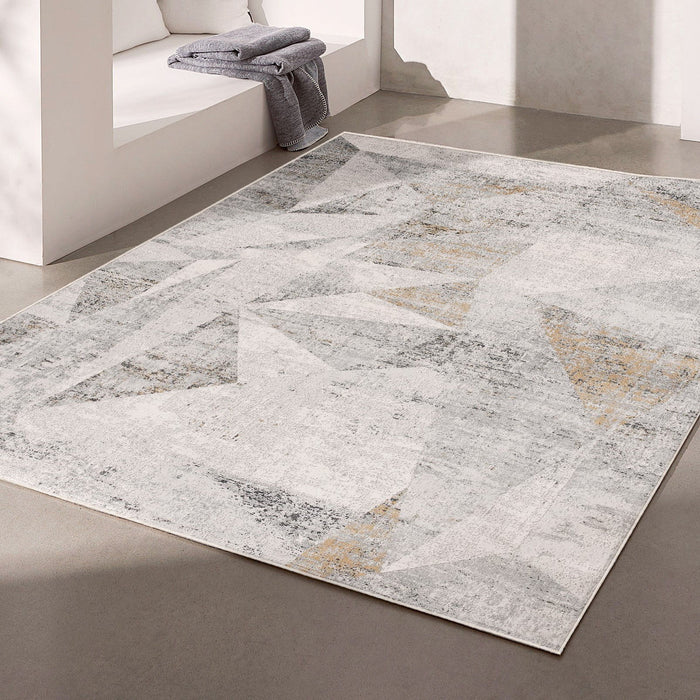 8' x 11' Distressed Prism Modern Area Rug - Gray