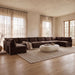 Beige Hammond velvet upholstered 8-piece U-shaped armless sectional sofa by Meridian Furniture, designed for stylish stationary seating.