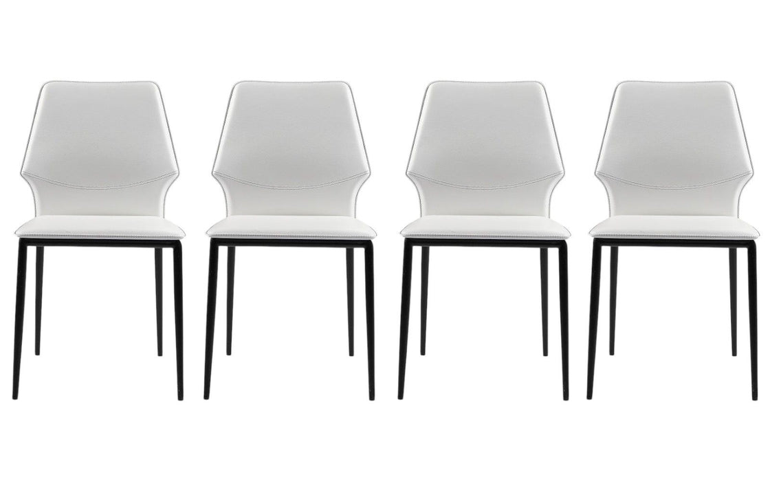 Upholstered Faux Leather Dining Side Chairs (Set of 4) - White / Black