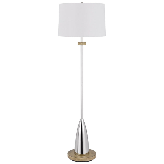Traditional Shaped Floor Lamp With White Square Shade - Chrome