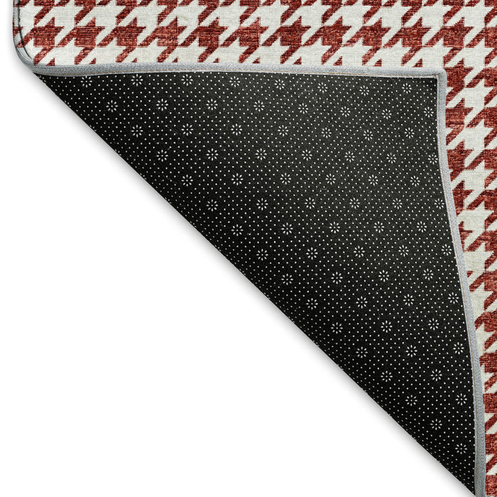 10' X 14' Houndstooth Washable Area Rug With UV Protection (645157) - Red / White