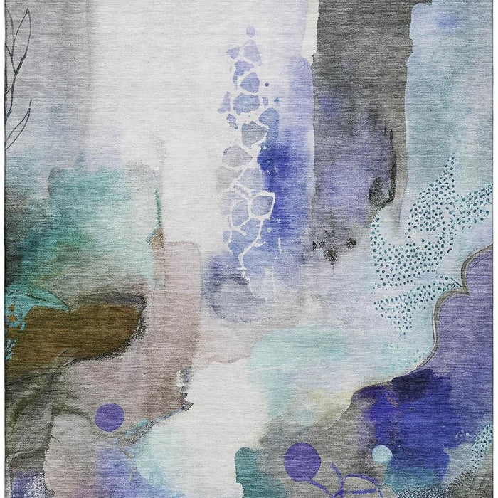 10' X 14' Abstract Washable Area Rug With UV Protection (714769) - Brown / Teal