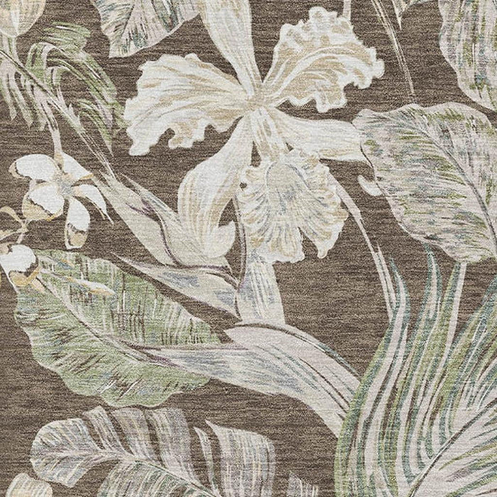 10' X 14' Floral Washable Area Rug With UV Protection (697830) - Brown / Beige / Green