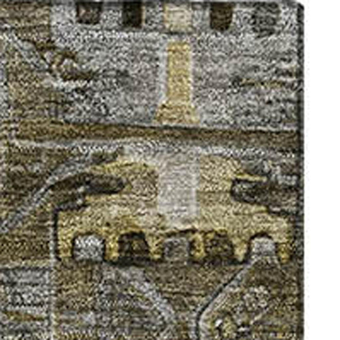 10' X 14' Medallion Washable Area Rug With UV Protection (714937) - Coffee / Charcoal