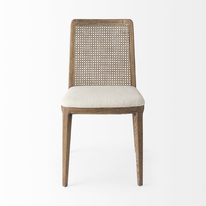 Upholstered Fabric Cross Back Side Chairs (Set of 2) - Cream