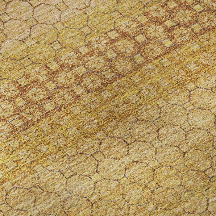 10' X 14' Striped Washable Area Rug With UV Protection (693624) - Wheat / Gold / Beige