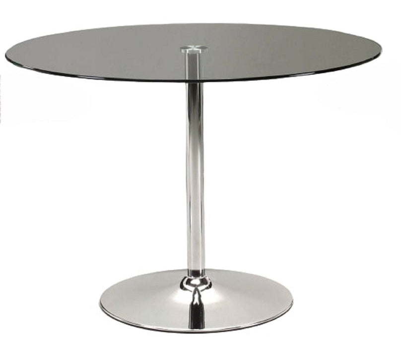 42" Glass And Metal Pedestal Base Round Top Dining Table - Clear