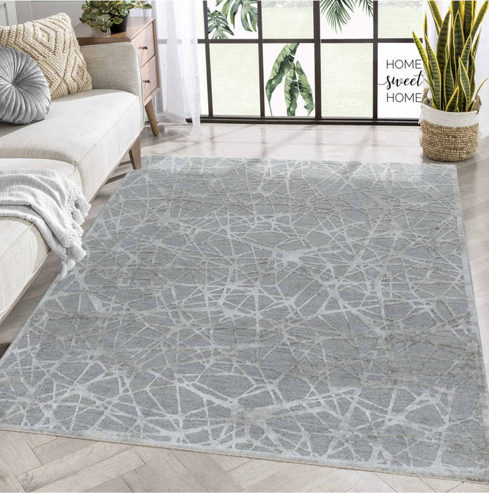 9' x 12' Abstract Power Loom Stain Resistant Area Rug - Turquoise