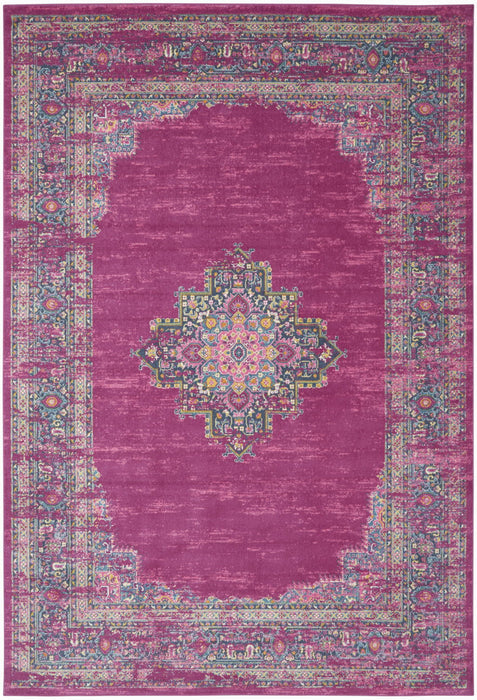 12' x 18' Moroccan Power Loom Distressed Polypropylene Area Rug - Pink Blue