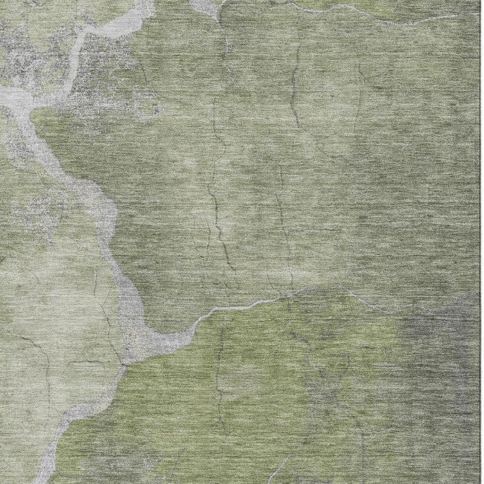 10' X 14' Abstract Washable Area Rug With UV Protection (707017) - Green / Gray