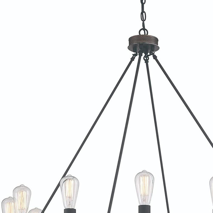 37'' Candle Style Twelve Light Metal Dimmable Chandelier - Brown / Black