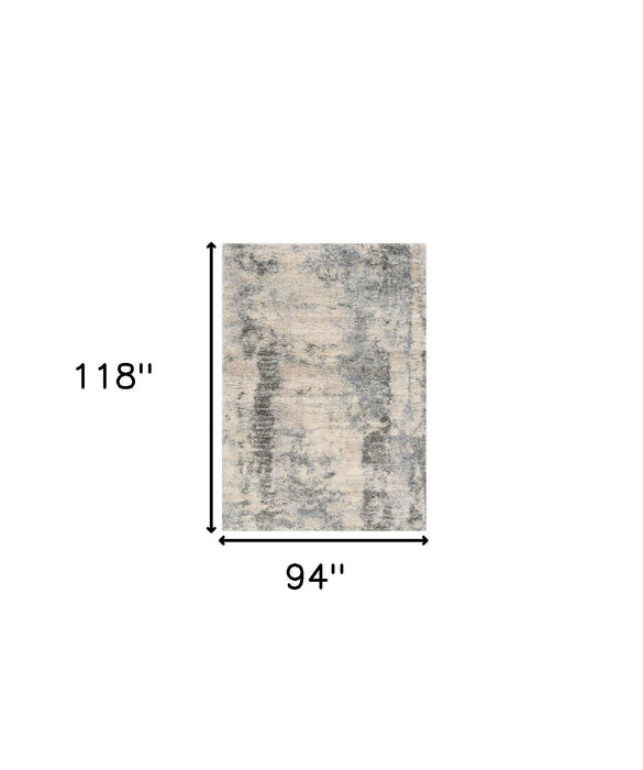 8' x 10' Machine Woven Abstract Indoor Area Rug - Ivory Blue