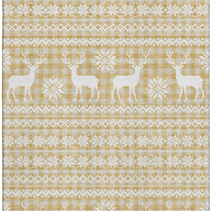10' X 14' Abstract Geometric Washable Area Rug With UV Protection (701978) - Gold / Gray / Ivory