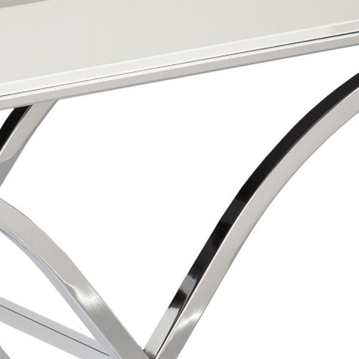Mirrored Glass Cross Console Table - Silver