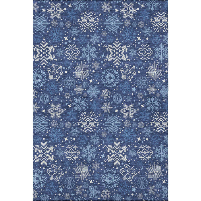 10' X 14' Abstract Geometric Washable Area Rug With UV Protection (702286) - Navy Blue / Ivory