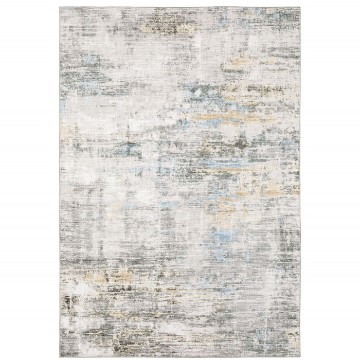 8.7' x 12' Abstract Power Loom Stain Resistant Area Rug - Gray And Ivory