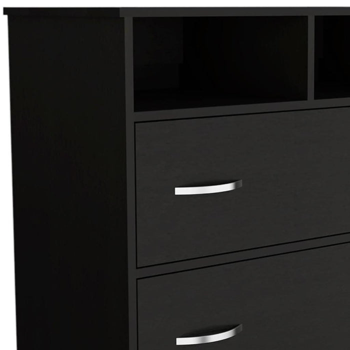 Wood Two Drawer Dresser - Black