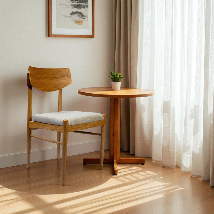 Upholstered Fabric Open Back Dining Side Chair - Natural / Off White